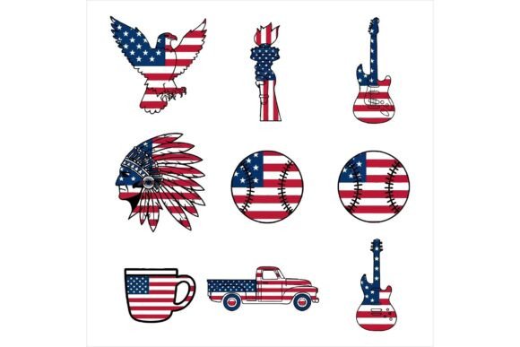 American Patriotic Symbols Bundle: Illustrations for Crafters