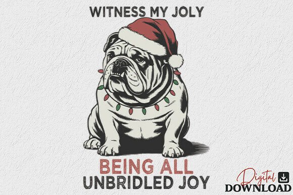 Bulldog Funny Christmas PNG for Crafts