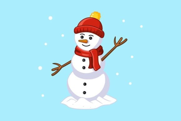Cheerful Snowman in Winter Illustrations