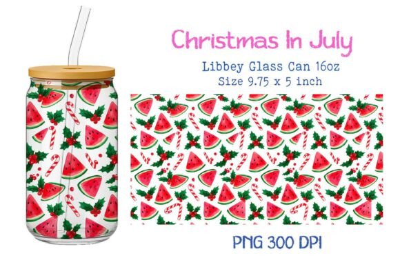 Christmas in July 16oz Glass Can Wrap for Crafts