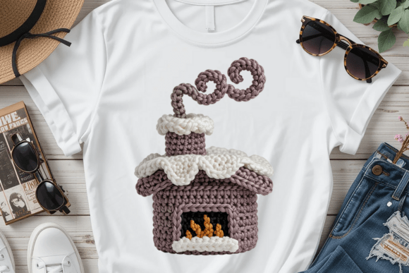 Crochet Fireplace House PNG: Cozy Illustrations