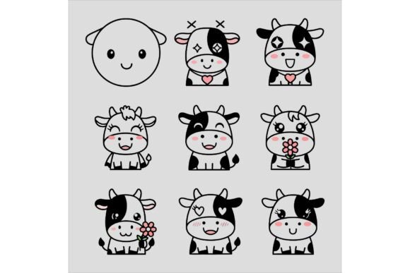 Cute Cartoon Cows Illustrations for Branding
