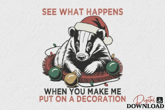 Funny Christmas Badger PNG for Crafts