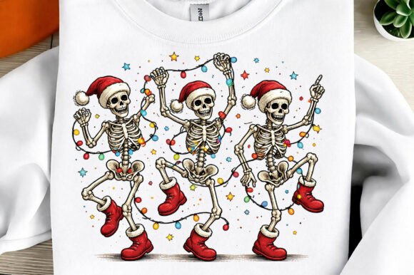 Funny Christmas Skeleton Sublimation for T-Shirt Designs