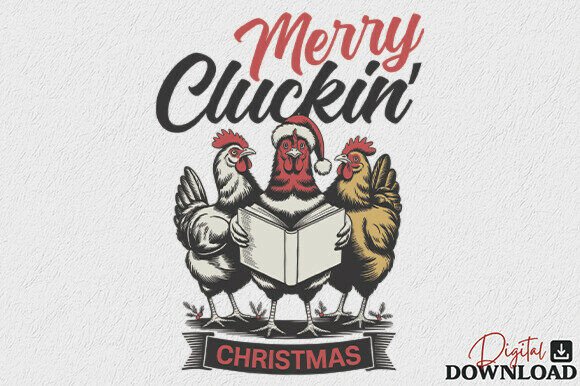 Merry Cluckin Christmas PNG for Crafts