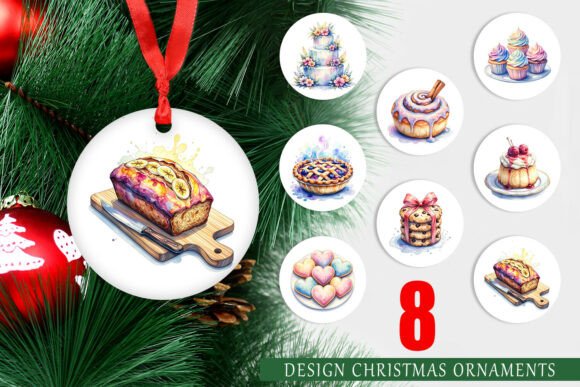 Review: Watercolor Cake Pie Dessert Ornament PNG