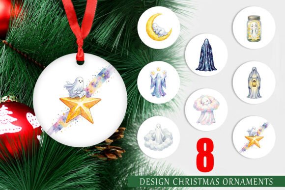 Review: Watercolor Celestial Moon Ghost Ornament Illustrations