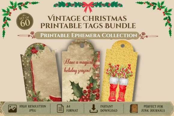 Reviewing the Vintage Christmas Printable Tags Bundle for Embroidery
