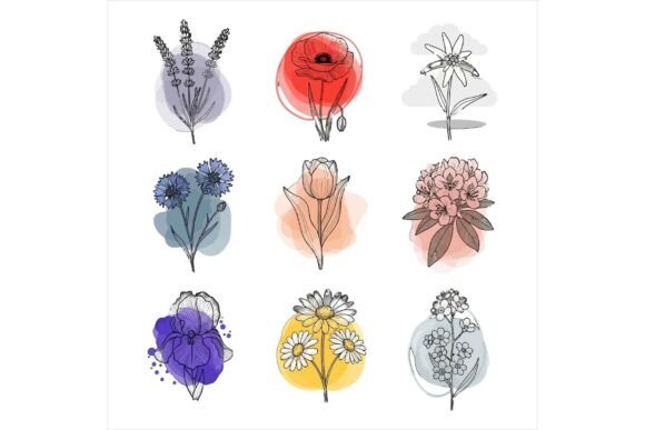 Reviewing Watercolor Botanical Elements for Embroidery