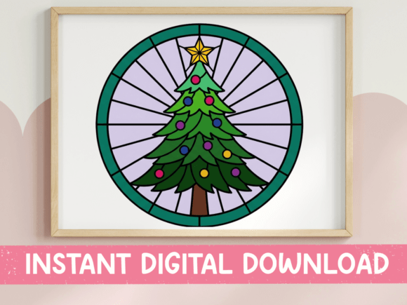 Teal Stained Glass Tree for T-Shirt Designs