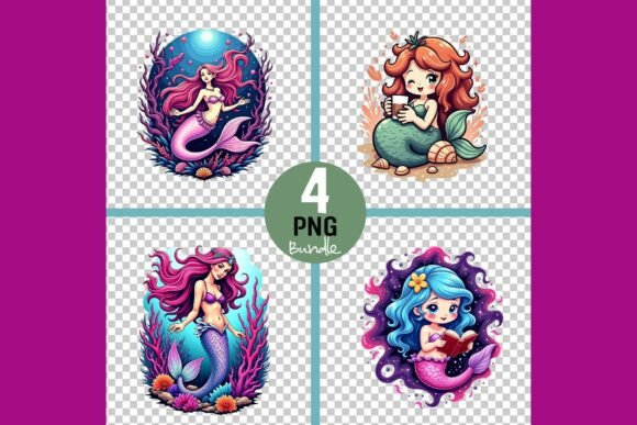 Vibrant Mermaid Illustrations in PNG Review