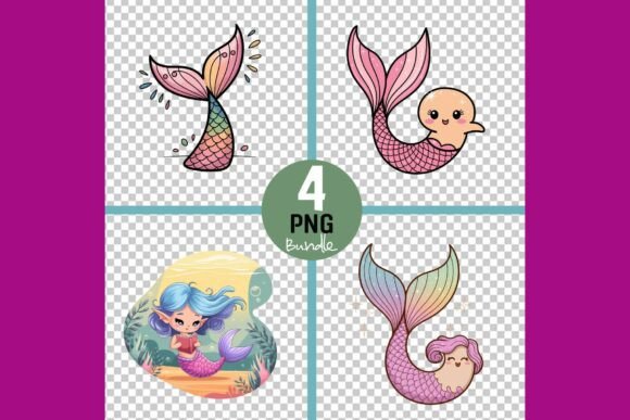 Vibrant Mermaid Tails and Characters Illustrations