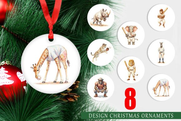 Vintage Safari Baseball Ornament Illustrations