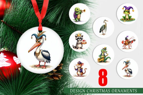 Watercolor Mardi Gras Animal Ornament: Illustrations for Branding