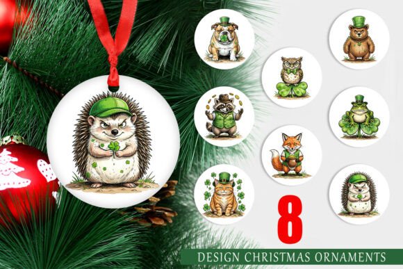 Watercolor St Patricks Animal Ornament Illustrations