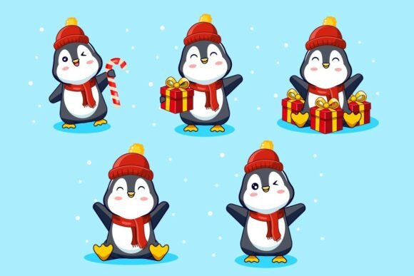 Winter Fashion Penguin Collection: Illustrations for Sellers